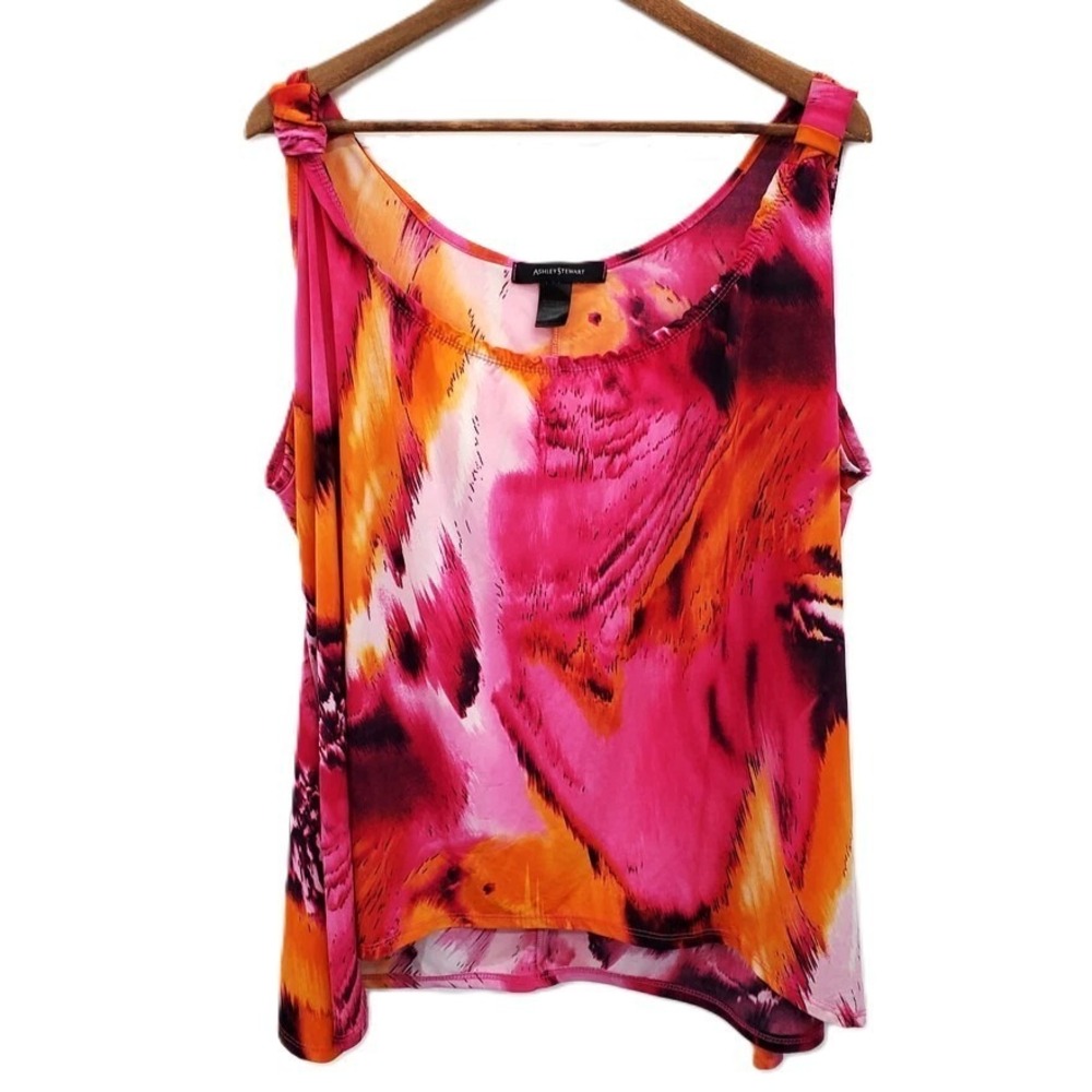 Ashley Stewart Womens 18/20 Multicolor Sleeveless Tank Top Scoop Neck Stretch